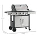 Gas Barbecue Grill 4+1 Burner with Side Burner Warming Rack - Little and Giant Explorers Outsunny