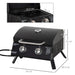 Gas Barbecue Black | Compact with Two Adjustable Burners - Little and Giant Explorers Outsunny
