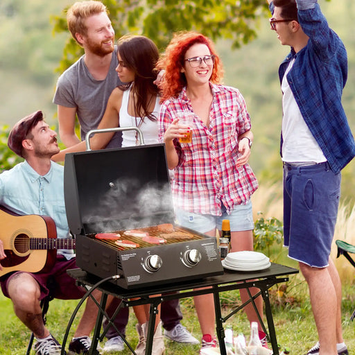 Gas Barbecue Black | Compact with Two Adjustable Burners - Little and Giant Explorers Outsunny