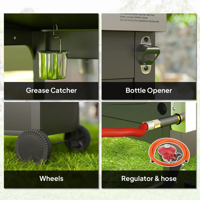 Three-Burner Gas BBQ Grill with See-Through Lid 7.5kW - Little and Giant Explorers Outsunny