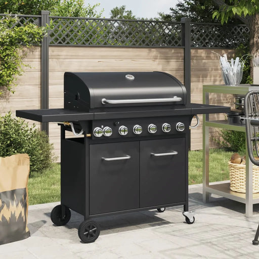 Gas BBQ Grill with 7 Burners in Black and Powder-Coated Steel - Little and Giant Explorers vidaXL