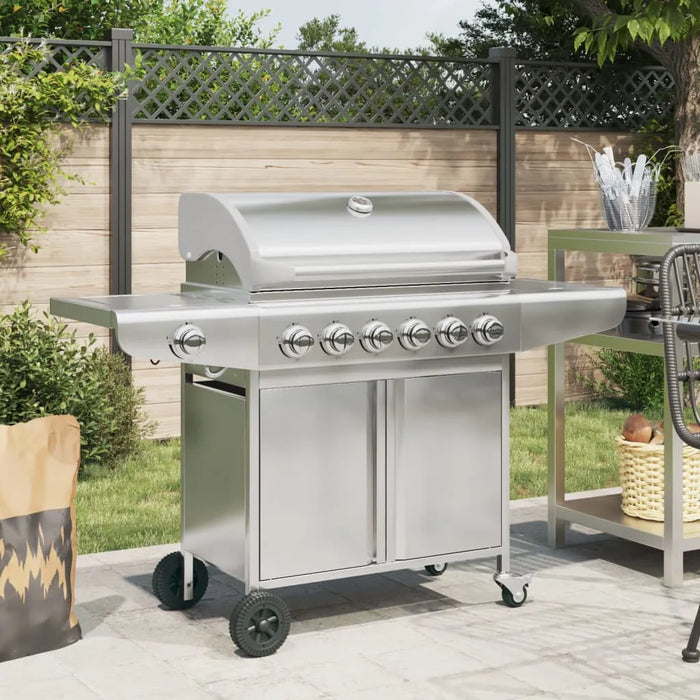 Gas BBQ Grill with 7 Burners in Silver and Stainless Steel - Little and Giant Explorers vidaXL