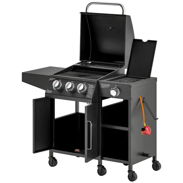 Gas BBQ with Side Burner – 5 Burners | Spacious Cooking Area with Warming Rack OUTSUNNY - Little and Giant Explorers Outsunny