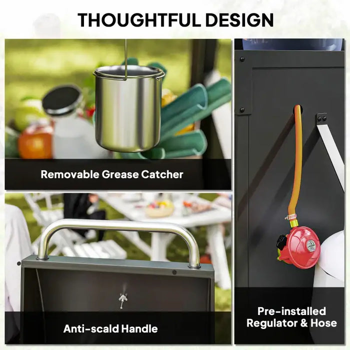 Gas BBQ with Side Burner – 5 Burners | Spacious Cooking Area with Warming Rack OUTSUNNY - Little and Giant Explorers Outsunny