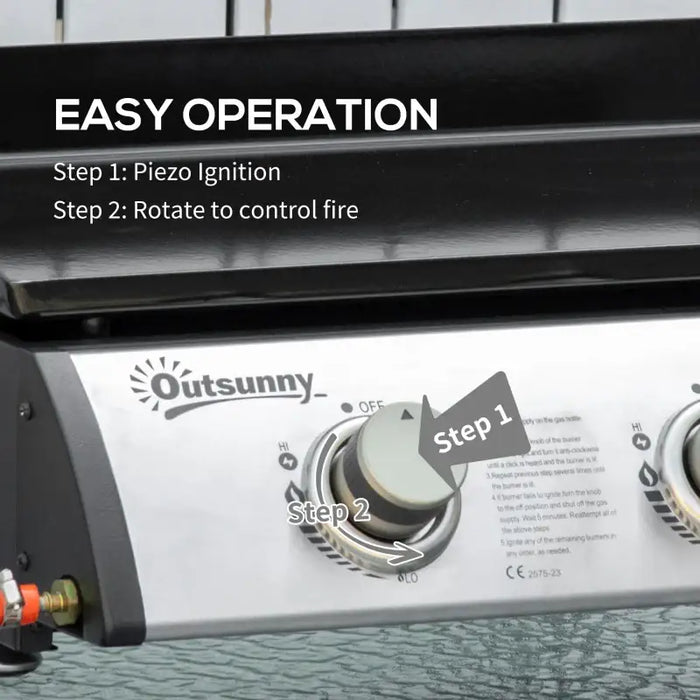 Gas Plancha Grill – 3 x 10000 BTU Burners | Portable BBQ with Enamel-Coated Hotplate OUTSUNNY - Little and Giant Explorers Outsunny