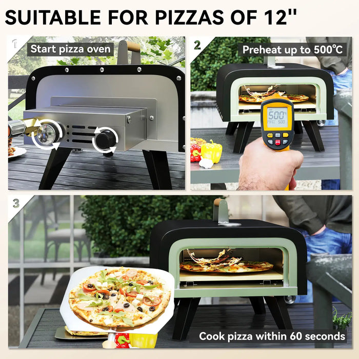 Outdoor Tabletop Gas Pizza Oven with 12" Stone and Peel - Little and Giant Explorers Outsunny