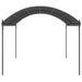 Anthracite black steel gazebo with arched polyester roof for family-sized outdoor weather protection
