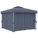 Gazebo with Curtain & LED String Lights in Anthracite (3 x 3m) - Little and Giant Explorers vidaXL