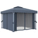 Gazebo with Curtain & LED String Lights in Anthracite (3 x 3m) - Little and Giant Explorers vidaXL