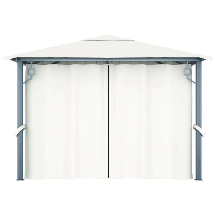 Gazebo with Curtain & LED String Lights in Cream (3 x 3m) - Little and Giant Explorers vidaXL