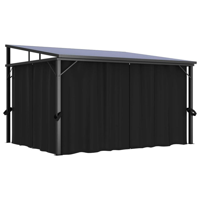 Gazebo with Curtain in Anthracite (405 x 294 x 244cm) - Little and Giant Explorers vidaXL