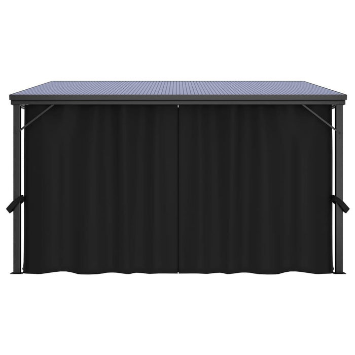 Gazebo with Curtain in Anthracite (405 x 294 x 244cm) - Little and Giant Explorers vidaXL