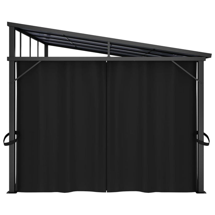 Gazebo with Curtain in Anthracite (405 x 294 x 244cm) - Little and Giant Explorers vidaXL