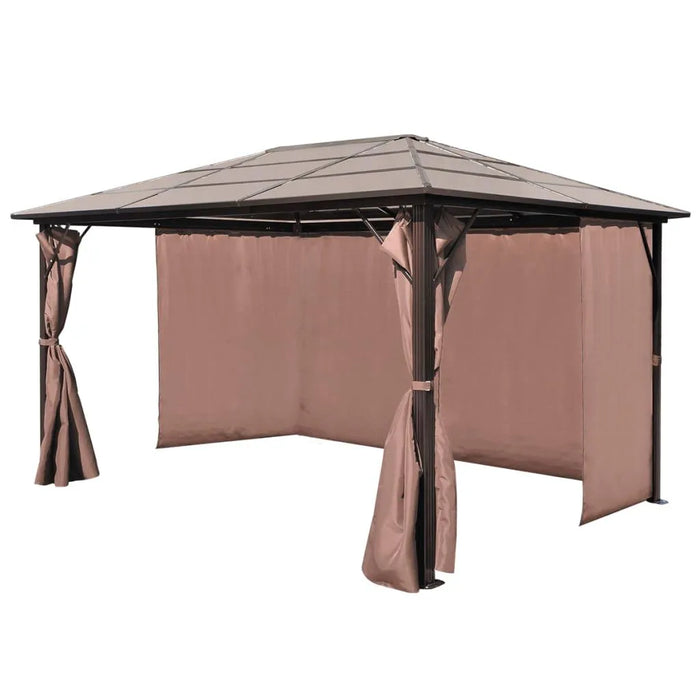 Gazebo with Curtain in Brown and Aluminium (400 x 300cm) - Little and Giant Explorers vidaXL