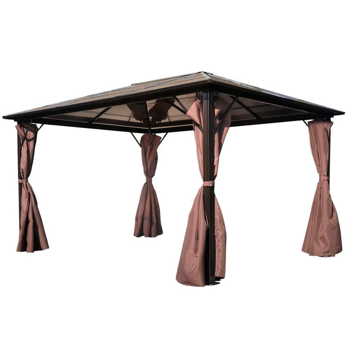 Gazebo with Curtain in Brown and Aluminium (400 x 300cm) - Little and Giant Explorers vidaXL