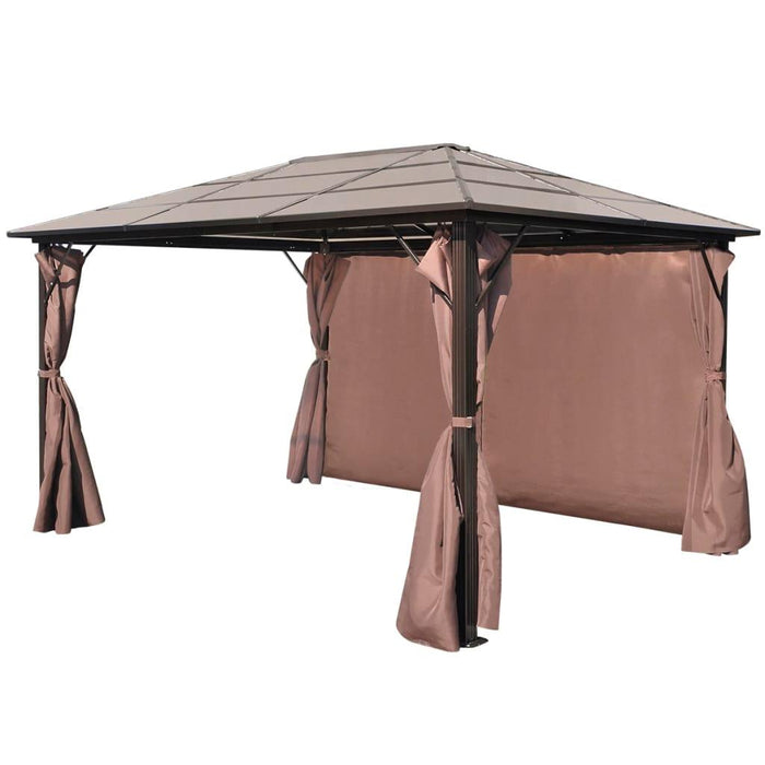 Gazebo with Curtain in Brown and Aluminium (400 x 300cm) - Little and Giant Explorers vidaXL