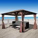 Gazebo with Curtain in Brown and Aluminium (400 x 300cm) - Little and Giant Explorers vidaXL