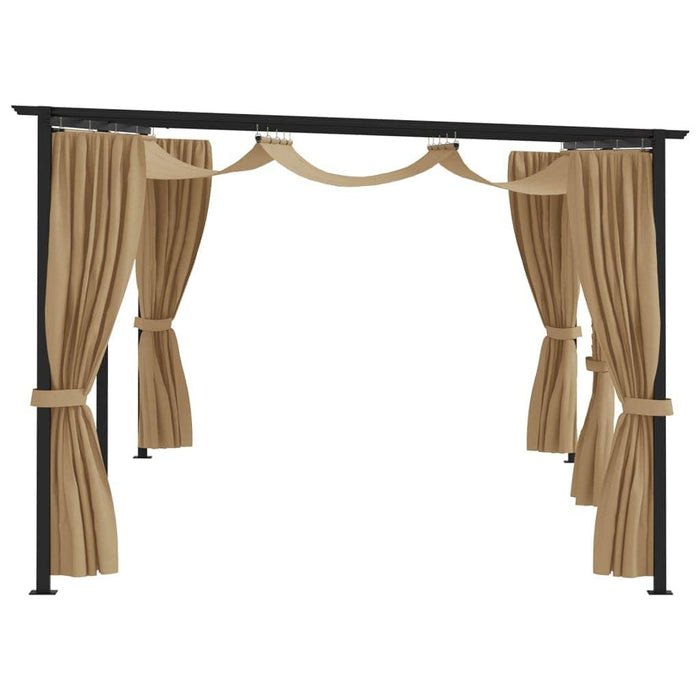 Gazebo with Curtains in Taupe (6 x 3m) - Little and Giant Explorers vidaXL