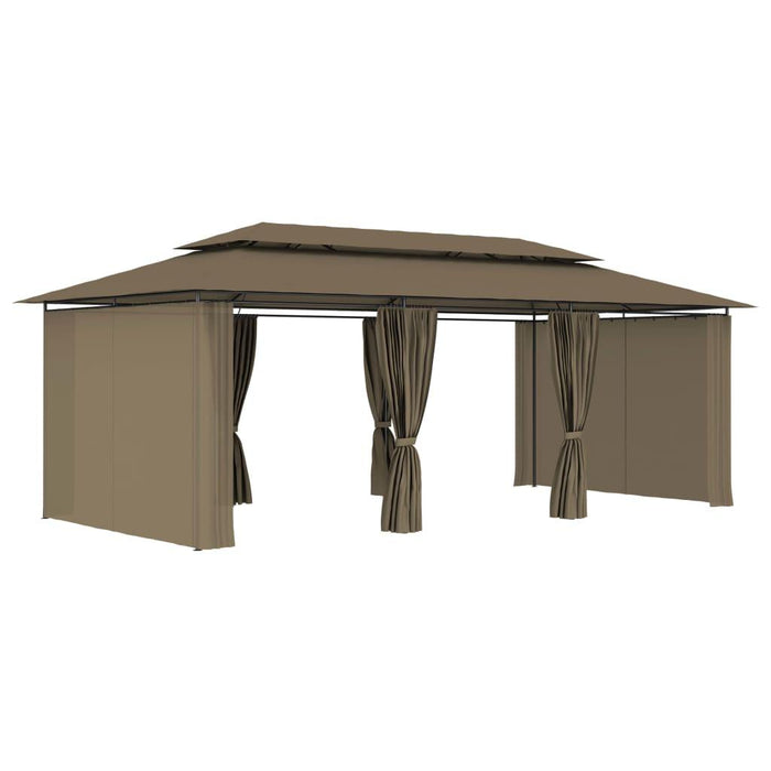 Gazebo with Curtains in Taupe (600 x 298 x 270cm) 180 g/m² - Little and Giant Explorers vidaXL