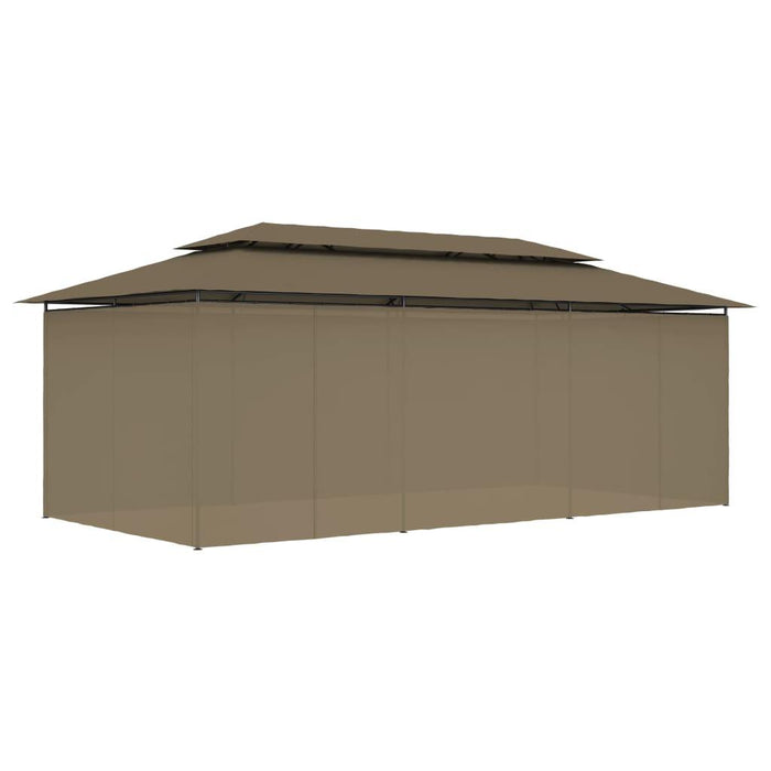 Gazebo with Curtains in Taupe (600 x 298 x 270cm) 180 g/m² - Little and Giant Explorers vidaXL