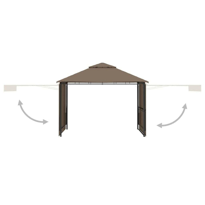 Gazebo with Double Extending Roofs in Taupe 180g/m² - Little and Giant Explorers vidaXL