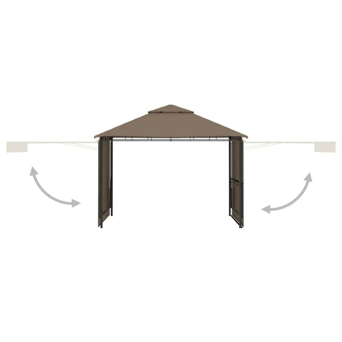 Gazebo with Double Extending Roofs in Taupe 180g/m² - Little and Giant Explorers vidaXL