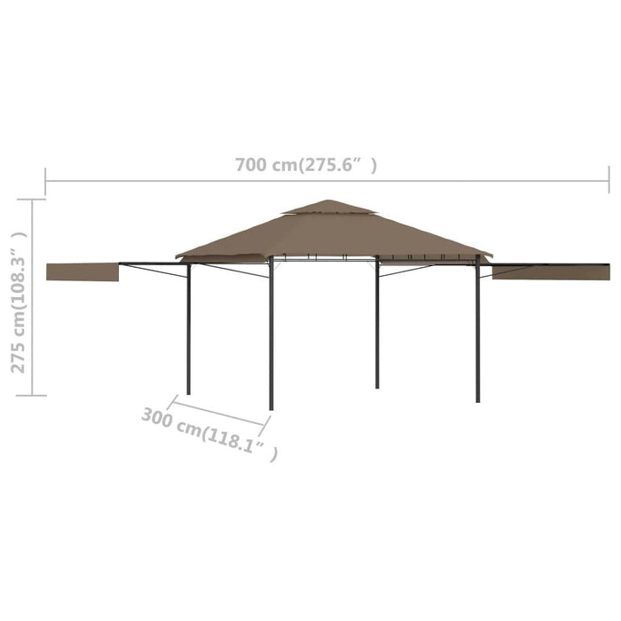 Gazebo with Double Extending Roofs in Taupe 180g/m² - Little and Giant Explorers vidaXL