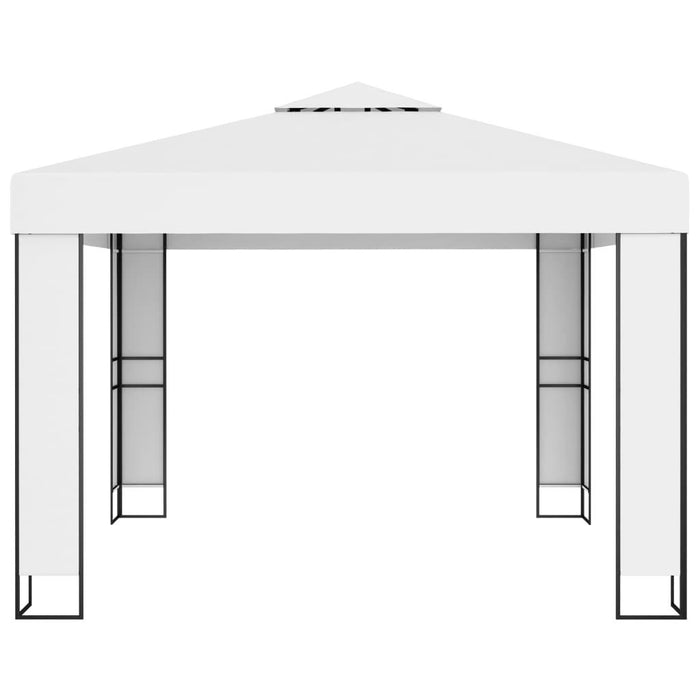 Gazebo with Double Roof & LED String Lights in White (3 x 3m) - Little and Giant Explorers vidaXL