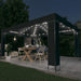 Gazebo with LED String Lights in Anthracite (3 x 4m) - Little and Giant Explorers vidaXL