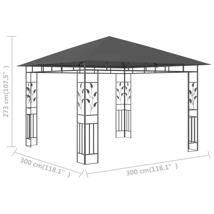 Gazebo with Mosquito Net in Anthracite (3 x 3 x 2.73m) 180 g/m² - Little and Giant Explorers vidaXL