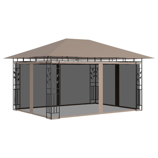 Gazebo with Mosquito Net in Taupe (4 x 3 x 2.73m) 180 g/m² - Little and Giant Explorers vidaXL