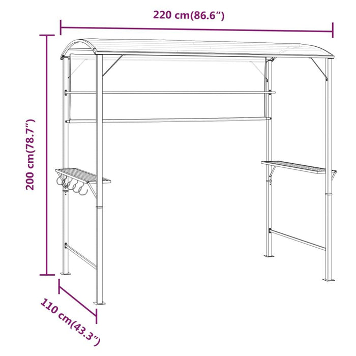 Gazebo with Roof in Anthracite (220 x 110 x 200cm) - Little and Giant Explorers vidaXL