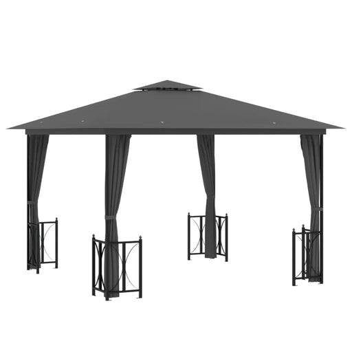 Gazebo with Sidewalls and Double Roofs in Anthracite (3 x 3m) - Little and Giant Explorers vidaXL