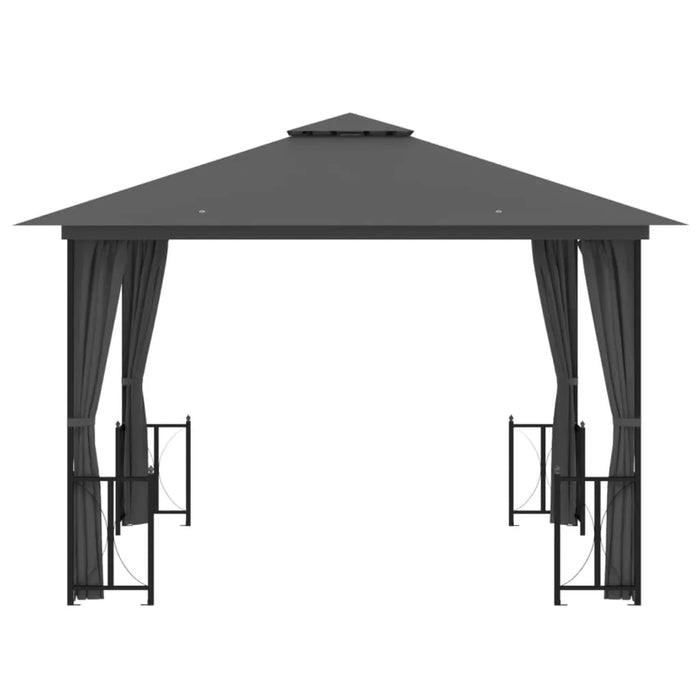 Gazebo with Sidewalls and Double Roofs in Anthracite (3 x 3m) - Little and Giant Explorers vidaXL