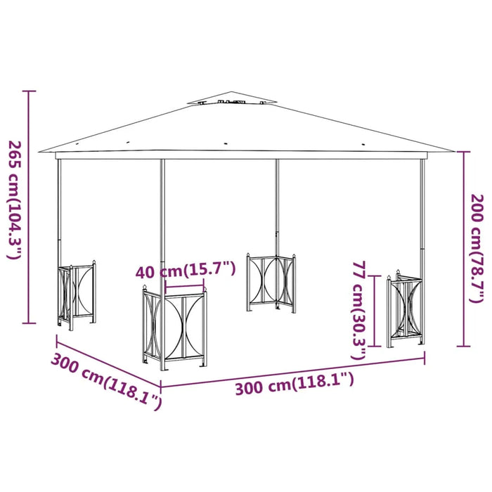 Gazebo with Sidewalls and Double Roofs in Anthracite (3 x 3m) - Little and Giant Explorers vidaXL