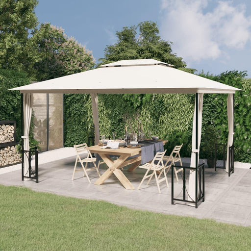 Gazebo with Sidewalls & Double Roofs in Cream (3 x 4m) - Little and Giant Explorers vidaXL