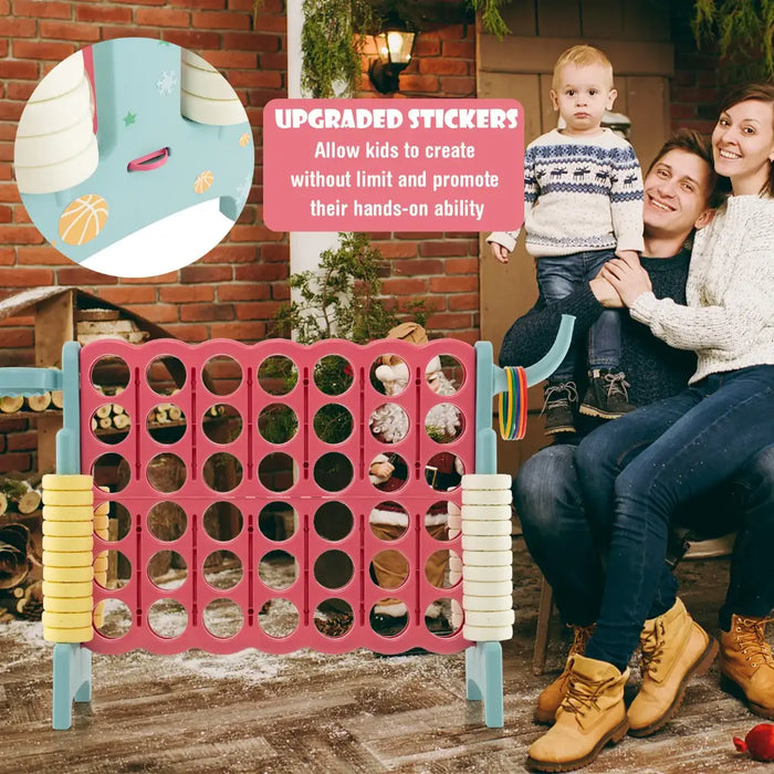Giant 4-in-1 Connect Game Set with Basketball Hoop in Pink - Little and Giant Explorers Costway