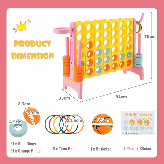 Giant 4-in-1 Connect Game Set with Basketball Hoop in Yellow - Little and Giant Explorers Costway