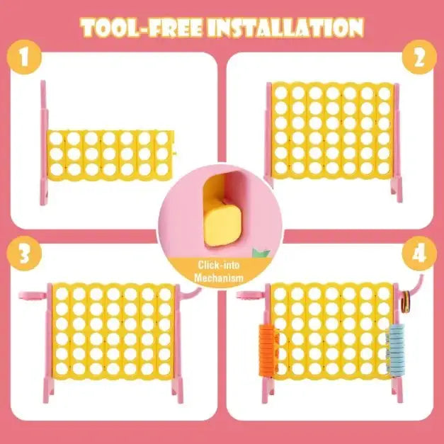 Giant 4-in-1 Connect Game Set with Basketball Hoop in Yellow - Little and Giant Explorers Costway