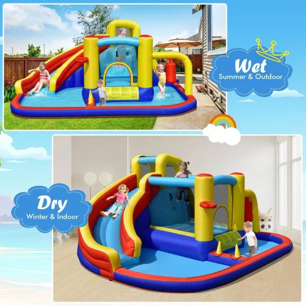 Giant Bounce Castle Kids Water Slide with Blower - Little and Giant Explorers Costway