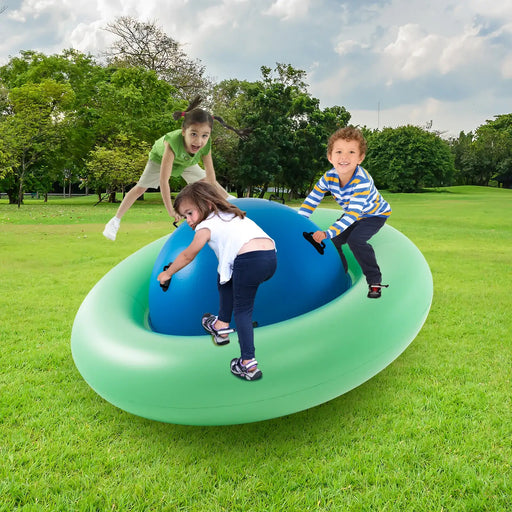 Giant Dome Rocker Bouncer | Spaceship Design with 6 Easy-Grip Handles (Blue/Green Edition) - Little and Giant Explorers Costway