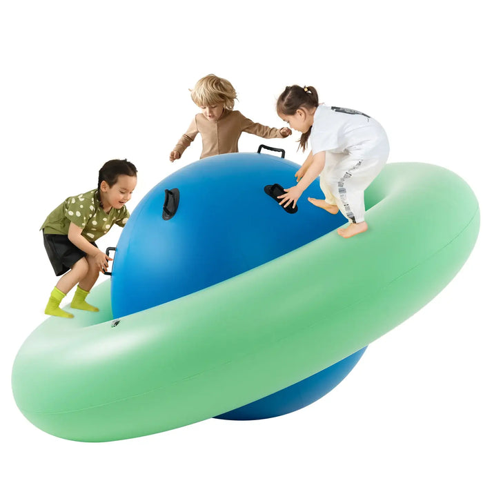 Giant Dome Rocker Bouncer | Spaceship Design with 6 Easy-Grip Handles (Blue/Green Edition) - Little and Giant Explorers Costway