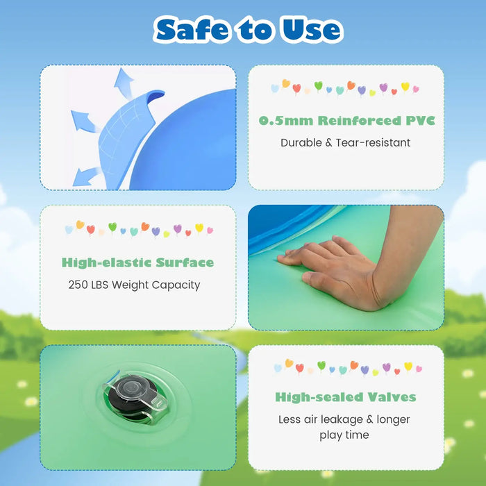 Giant Dome Rocker Bouncer | Spaceship Design with 6 Easy-Grip Handles (Blue/Green Edition) - Little and Giant Explorers Costway