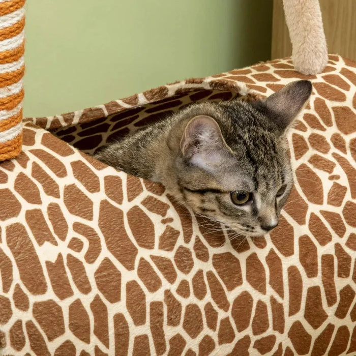 Giraffe-Designed Cat Tree with Scratching Posts - Little and Giant Explorers PawHut