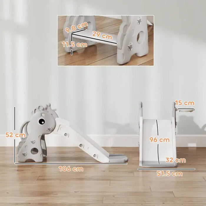 Giraffe Kids Slide – Grey | Toddler Slide with Basketball Hoop - Indoor Play Climber AIYAPLAY - Little and Giant Explorers AIYAPLAY