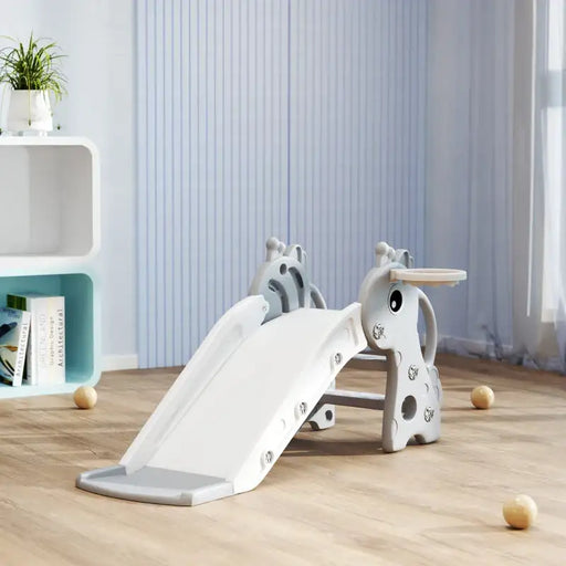 Giraffe Kids Slide – Grey | Toddler Slide with Basketball Hoop - Indoor Play Climber AIYAPLAY - Little and Giant Explorers AIYAPLAY