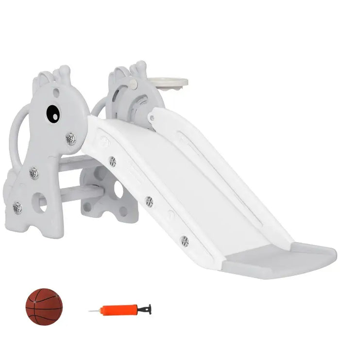 Giraffe Kids Slide – Grey | Toddler Slide with Basketball Hoop - Indoor Play Climber AIYAPLAY - Little and Giant Explorers AIYAPLAY