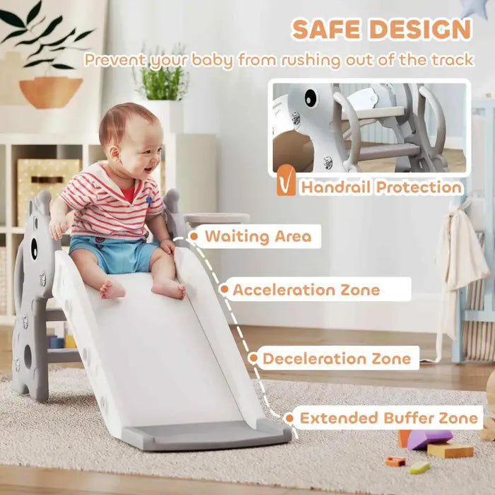 Giraffe Kids Slide – Grey | Toddler Slide with Basketball Hoop - Indoor Play Climber AIYAPLAY - Little and Giant Explorers AIYAPLAY