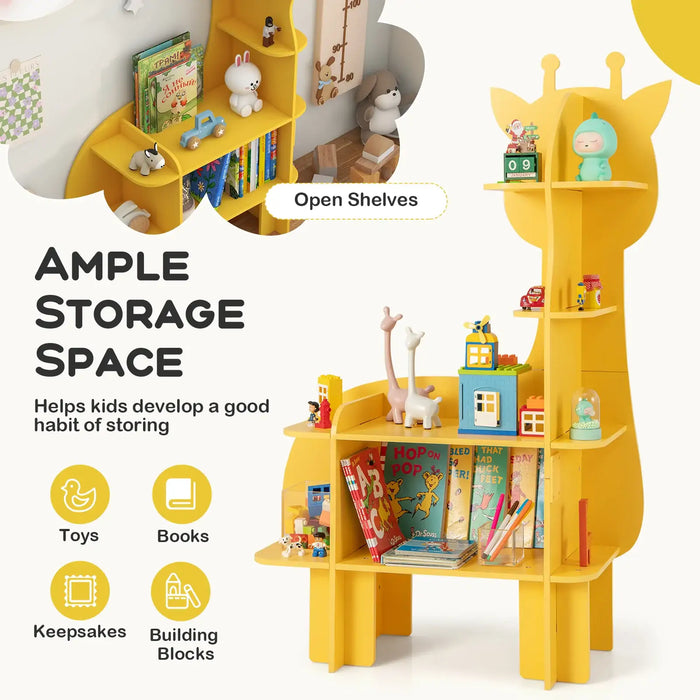 Kids Bookshelf Giraffe Shape | Storage and Organisation with Child-Friendly Design - Little and Giant Explorers Costway