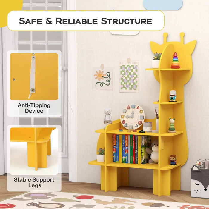 Kids Bookshelf Giraffe Shape | Storage and Organisation with Child-Friendly Design - Little and Giant Explorers Costway